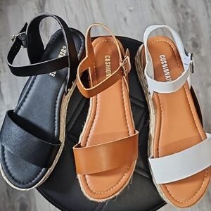 Women's Sandals - Black, Tan, and White